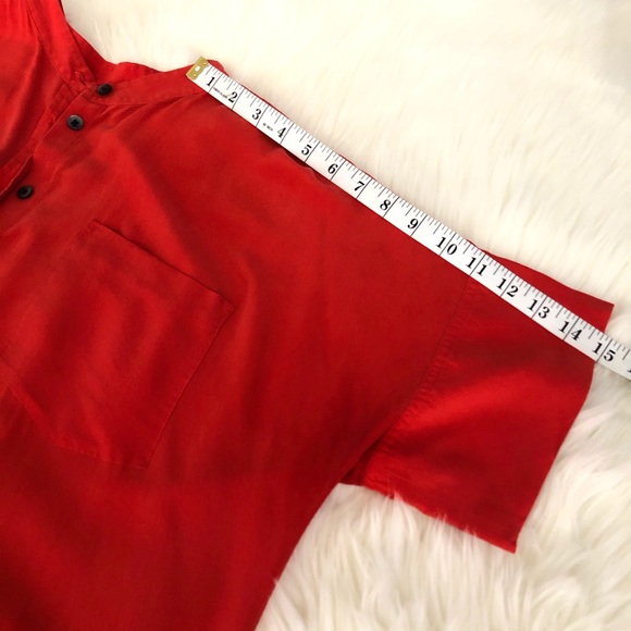 Madewell 100% Silk Shirtdress size L in Red - Picture 7 of 9